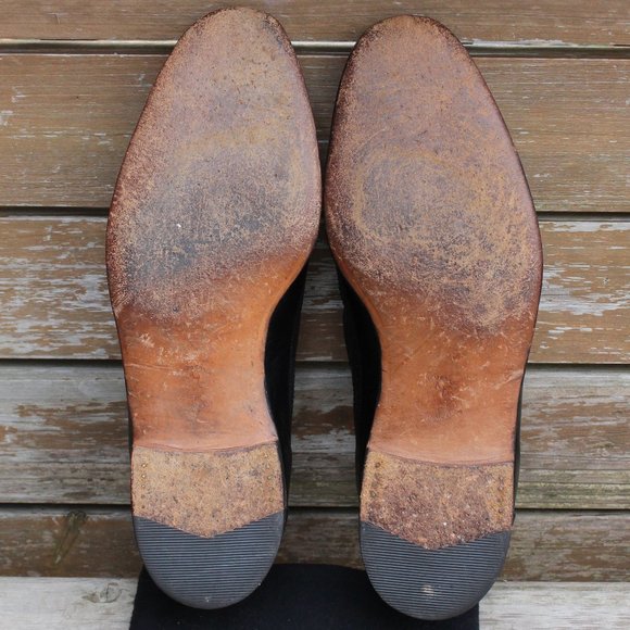 Vintage 80s Black Kangaroo Wingtip Loafers, Men's 13 D, Made in Canada by Dack's - Picture 12 of 13